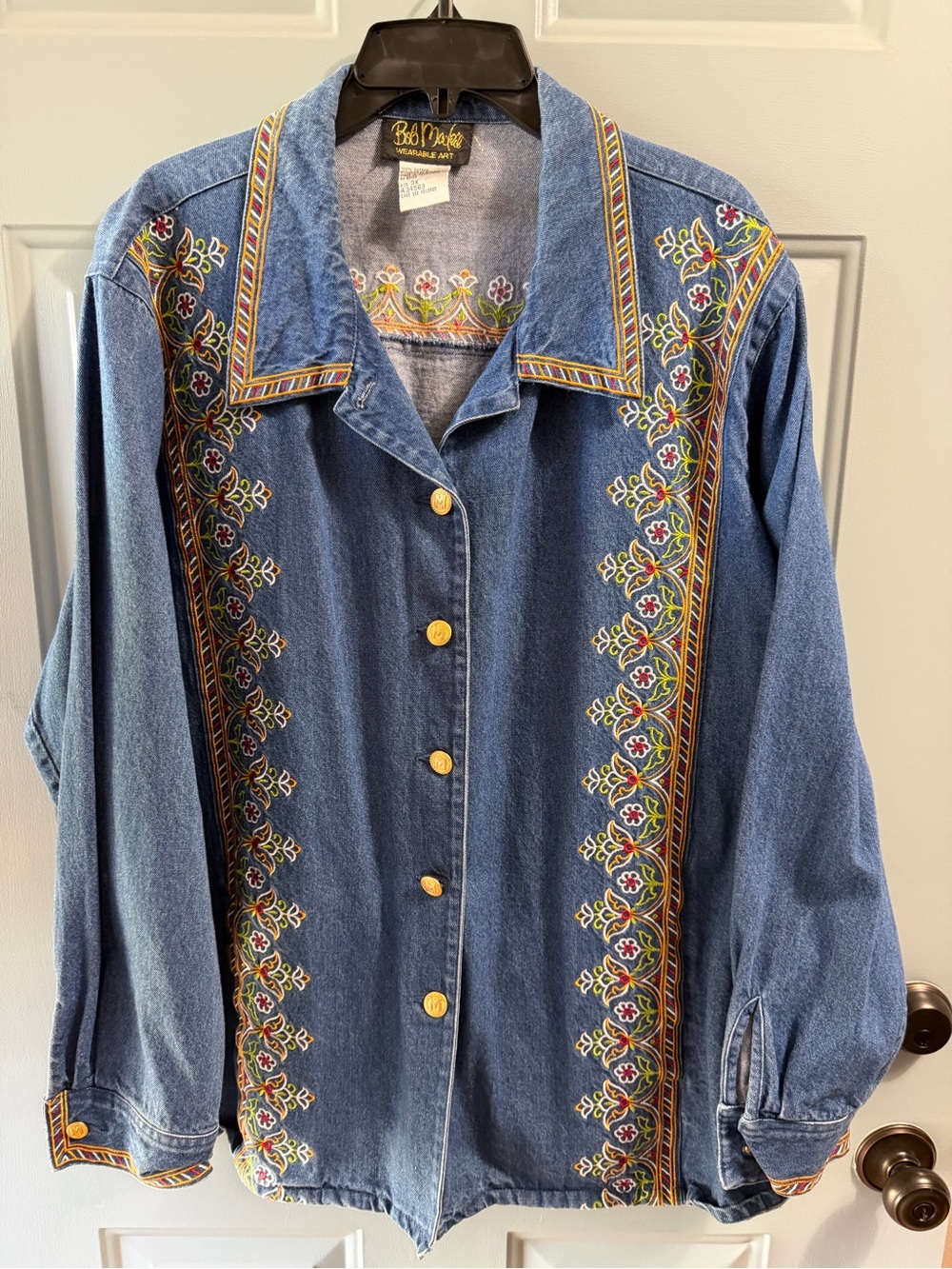 Bob Mackie Wearable Art Denim Shirt Jacket Size 3X